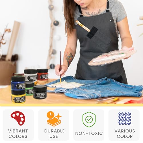 6 Colors 4-Oz Fabric Screen Printing Ink Set | Permanent Fabric Paints for T-Shirt and Silk Printmaking