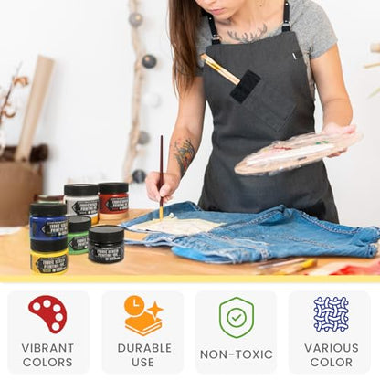 6 Colors 4-Oz Fabric Screen Printing Ink Set | Permanent Fabric Paints for T-Shirt and Silk Printmaking