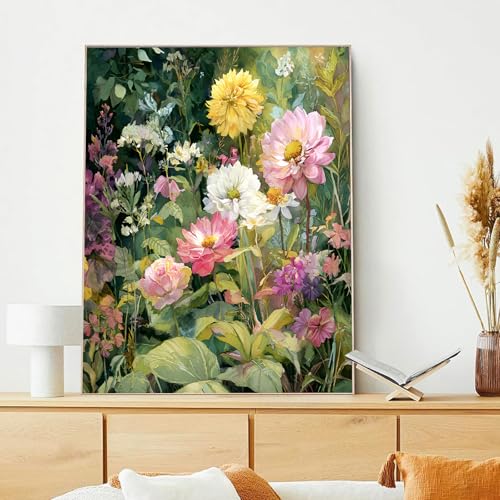 xcemhil Flowers Paint by Numbers Kit for Adults Beginner, Flowers Paint by Numbers for Adult, Acrylic Paint by Number Kits Suitable for Home Wall Art Decor Gifts 16x20 Inch - color: 31-Flowers, size: 16*20
