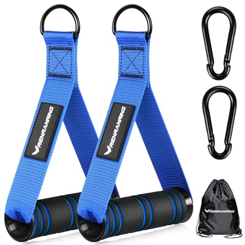 RENRANRING Gym Exercise Handles, Replacement Handle Attachments for Cable Machine Pulleys, Resistance Band and Strength Trainer, Pull Down Workout Accessories, Home Gym Add On Equipment - color: Blue