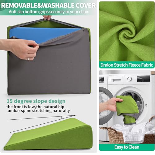 BUYUE Wedge Cushion for Butt Lift Women, Hard-Firm EVA Foam for Lift HIPS Up Fitness Training, Plank Position Mat, Non-Slip Chair Seat Pad, 15.7"x 12.5", Green - color: Green