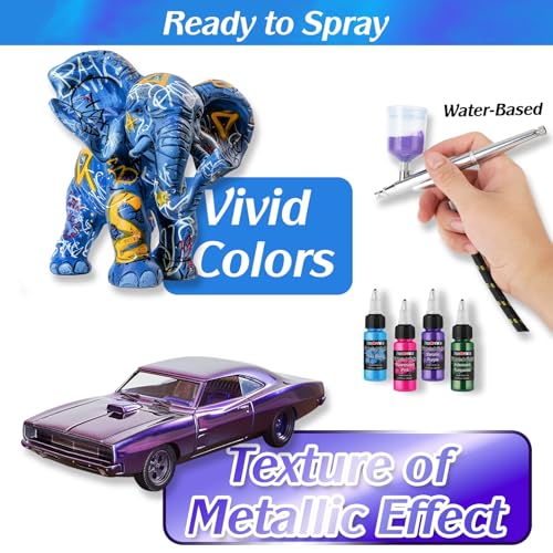 FansArriche Airbrush Paint, 44 Colors with 6 Thinners, 20 ml/Bottle | Acrylic Air Brush Painting Set, Ready to Spray Water-Based Opaque & Neon & Iridescent Airbrush Kit for Beginners, Artists - color: 44 Colors with 6 Thinnners