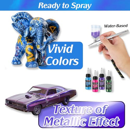 FansArriche Airbrush Paint, 44 Colors with 6 Thinners, 20 ml/Bottle | Acrylic Air Brush Painting Set, Ready to Spray Water-Based Opaque & Neon & Iridescent Airbrush Kit for Beginners, Artists - color: 44 Colors with 6 Thinnners