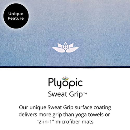 Plyopic All In One Yoga Mat | Luxury Sweat-Grip Mat/Towel Combo | Ideal for Yoga, Hot Yoga, Bikram, Pilates, Workout & Exercise | Eco-Friendly Natural Rubber - color: Prana