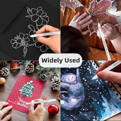 12 Pack White Gel Pens, 0.8mm Extra Fine Point, Premium White Ink Gel Pen, For Black Paper, Art, Drawing, Journaling