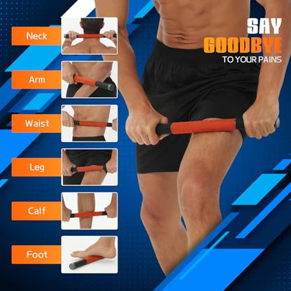 Muscle Roller Stick,17" Massage Roller for Muscle Deep Tissue Orange - color: Orange