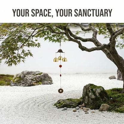 Feng Shui Wind Chimes for Good Luck Small Tibetan Brass Bells Windchimes Hanging Decor for Home Garden Outdoor Zen Campana de Viento Boho Asian Charms for Inside Outside Windstorm