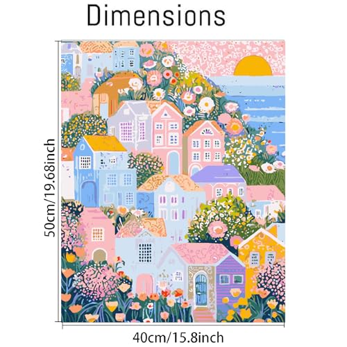 Clendo DIY Paint by Numbers Kit for Adults Beginner, Seaside House Adult Paint by Number Kits on Canvas, Oil Painting Kit for Gifts Home Wall Decor 16x20 Inch（No Frame） - color: MT22884-US, size: Frameless