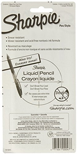 SHARPIE Felt Tip Pens, Fine Point (0.4mm), Black, 4 Count (Pack of 2) - size: 4 Count (Pack of 2)