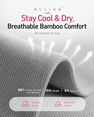 ALLIVE Pilates Socks with Grips for Women, Bamboo Breathable Non Slip Socks for Yoga, Barre, Studio, and Home Use - color: 3pairs Blackwhitegrey