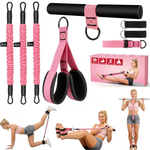Multifunction Pedal Resistance Band with Handle & Ankle Straps 30/40/40 lbs,Elastic Yoga Tube Adjustable Resistance Bands with Handles,Portable Exercise Bands with Handles at Home Workout Equipment