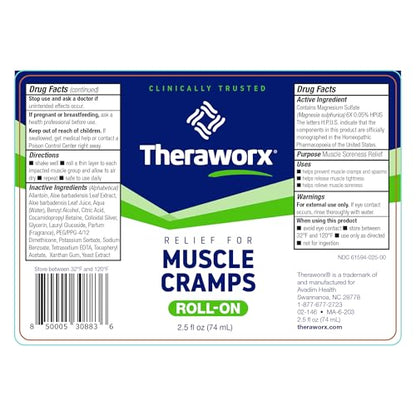 Theraworx Relief for Muscle Cramps Roll-On, 2.5 Oz (1 Count) - size: 2.5 Fl Oz (Pack of 1)