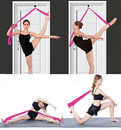 Adjustable Leg Stretcher Lengthen Ballet Stretch Band - Easy Install on Door Flexibility Stretching Leg Strap Great Cheer Dance Gymnastics Trainer Stretching Equipment Taekwondo Training - color: rose