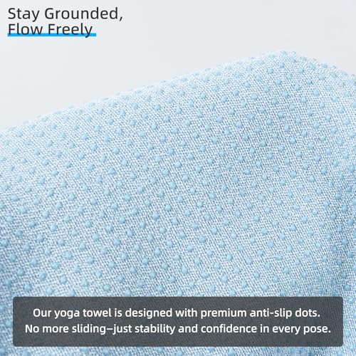 YESLIFE Non-Slip Yoga Towel, 2-Pack 72"x24", Blue, Set A | Microfiber yoga mat towel, grip dots, sweat absorbent, hot yoga Pilates workout, Blue, set A - color: 2 Blue