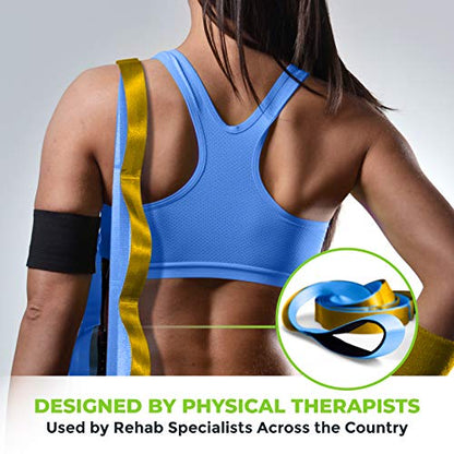 Gradient Fitness Stretching Strap for Physical Therapy, 12 Multi-Loop Stretch Strap 1.5" W x 8' L, Neoprene Handles, Physical Therapy Equipment, Yoga Straps for Stretching, Leg Stretcher. - color: Blue/Gold
