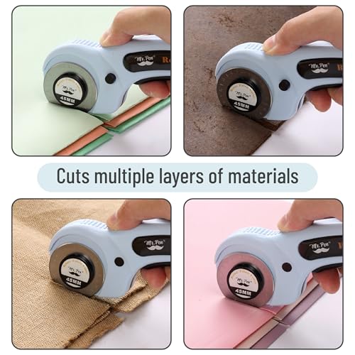 Mr. Pen- 45mm Rotary Cutter with 1 Extra Blade, Ergonomic Handle | Rotary Cutter for Fabric - color: Light Blue