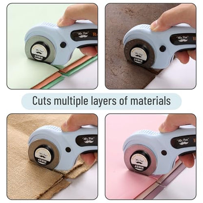 Mr. Pen- 45mm Rotary Cutter with 1 Extra Blade, Ergonomic Handle | Rotary Cutter for Fabric - color: Light Blue