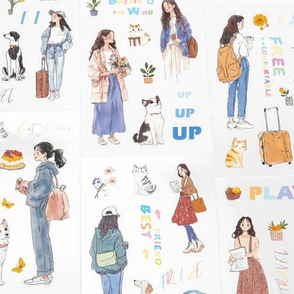 Romantic Getaway Sticker Scrapbooking Supplies for Junk Journal, 20 Sheets PET Stickers - Vintage Journaling Stickers, Ephemera Sticker Book Pre Cut(TZ-009-005) - style: Romantic Getaway