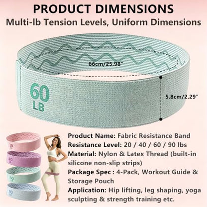 4 Levels Fabric Booty Exercise Resistance Bands for Working Out