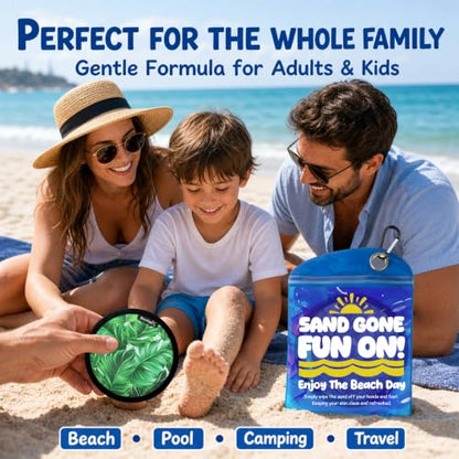 Sand Remover for Beach Towels - Soft Quick Clean Mitt for Kids & Adults | Removes Sand in Seconds,Gentle on Skin,Reusable & Washable,Beach Vacation Essential,Perfect for Beach, Pool & Camping - color: Green Leaves