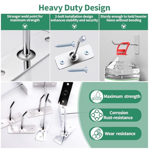 40 Pcs 6"/15CM Stainless Steel Wall Mounted Hooks with Protective Caps and Screws, Coat Bag Hat Utility Hook, Garage Tools Storage Organizer & Hanger for Office Kitchen Home Shop - size: 6" / 15cm