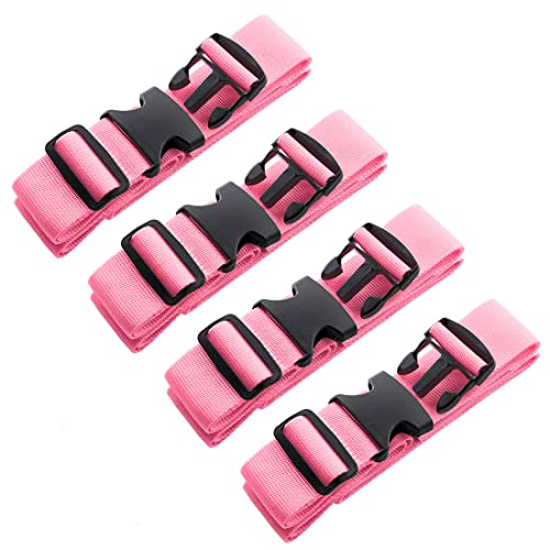 4pcs 74″×2″Luggage Straps for Suitcases,Adjustable Suitcase Straps and Heavy Duty Strap Buckle Packing Straps Travel Accessories,Fluorescent Pink - color: Fluorescent Pink 4PCS