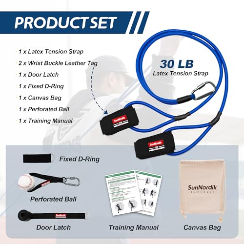 SunNordik Resistance Bands for Pitchers with Carry Bag - size: 30LB (College Level)