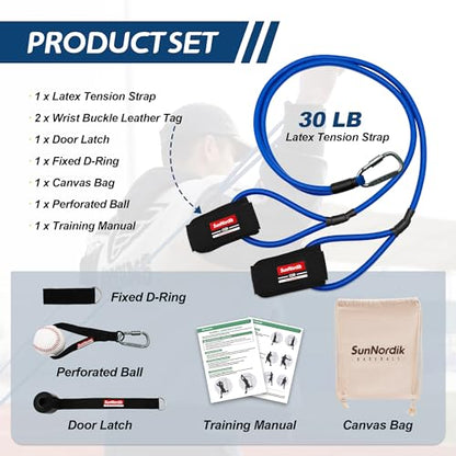 SunNordik Resistance Bands for Pitchers with Carry Bag - size: 30LB (College Level)