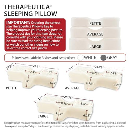 Therapeutica Ergonomic Cervical Pillow for Neck Pain Relief, Average, WH - color: White, size: Average