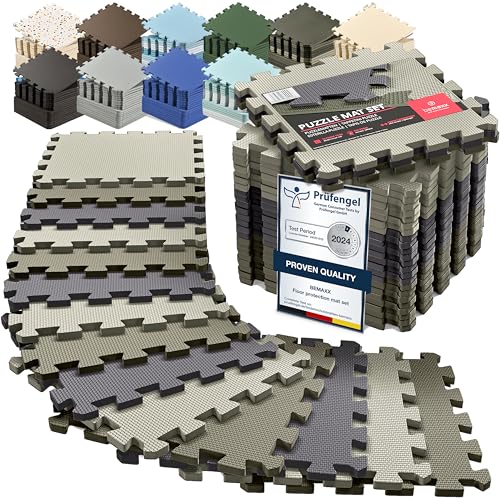 bemaxx Gym Mats Set - EVA Interlocking Foam Floor Tiles Workout Mat Puzzle - color: Camouflage Trio, size: 18 Tiles | 18 sq ft