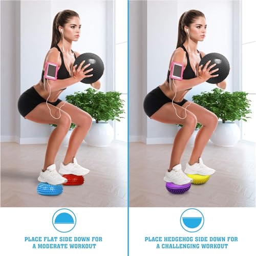Yes4All Hedgehog Balance Pods for Exercise, Core Body Balancing, Balance Pods for Youth & Adults with Hand Pump - Set of 5 - style: A. Hedgehog - 6pcs