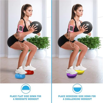 Yes4All Hedgehog Balance Pods for Exercise, Core Body Balancing, Balance Pods for Youth & Adults with Hand Pump - Set of 5 - style: A. Hedgehog - 6pcs