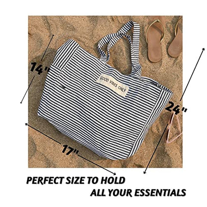 Folkulture Beach Bags for Women, Waterproof, Beach Must Haves -17x14 inch - color: Black