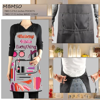 MBMSO Makeup Artist Aprons with Pockets Makeup Apron for Artist Esthetician Gift Cosmetology Student Gift Aprons - color: Makeup Heal Apron