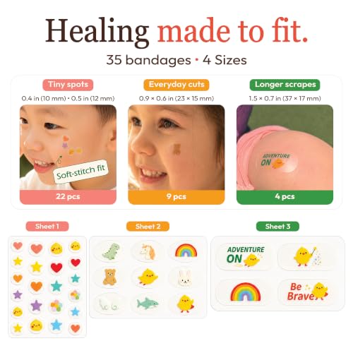 MoistureBand, Fast Healing Hydrocolloid Bandages for Kids, Waterproof & Gentle on Skin (Adventure Collection, 35 Count)