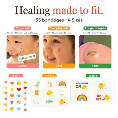 MoistureBand, Fast Healing Hydrocolloid Bandages for Kids, Waterproof & Gentle on Skin (Adventure Collection, 35 Count)