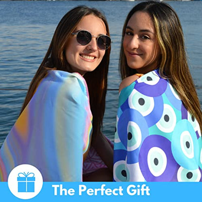 ECCOSOPHY Microfiber Beach Towel - Quick Dry, Sand Free and Oversized 71x35 - color: Santorini