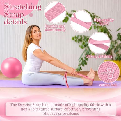 6-in-1 Yoga Balls and Yoga Block Set with Strap Foot Pump, Exercise Pregnancy Balls for Birthing, Pilates Kit Fitness Physical Therapy Home Gym Workout Equipment - color: Pink
