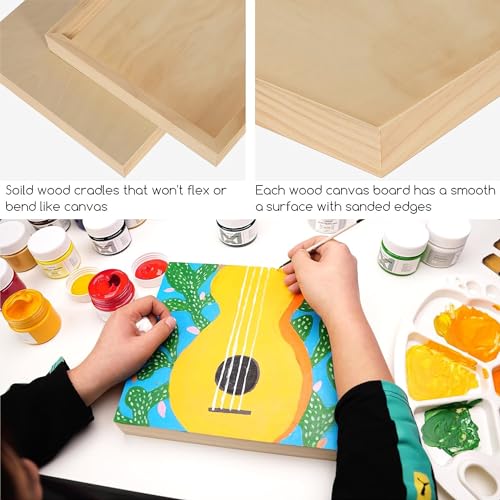 MEEDEN Unfinished Wood Canvas Board:8x10 Canvas Panel Pack of 4 | 1-1/2" Deep Wooden Panel Board, Blank Cradled Wood Art Board for Painting - Rectangle - size: 8"x10"- 4 Pack