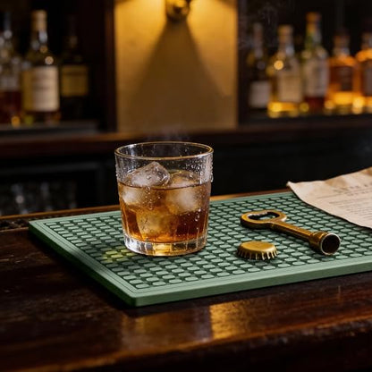 ZJWZLG Bar Mat 5.9"x11.8"(2Pcs) Non-Slip Rubber Bar Mat, Spill Proof & Flat Design,Easy to Clean Textured Surface for Home Bar,Coffee Station, Bartending - Protects Countertops & Glassware (Green). - color: Green, size: 6" x 12"