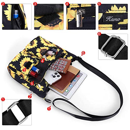Kamo Crossbody for Women - Multi-pocket Shoulder Lightweight Messenger Casual Printed Purse Handbag Travel Bag - color: A#4