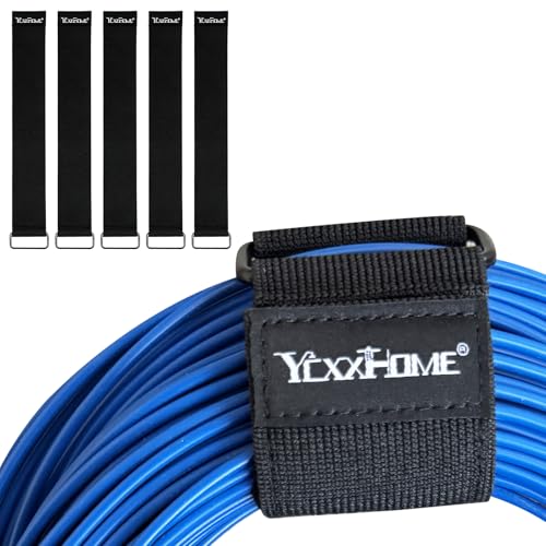 5Pcs Elastic Cinch Straps Super-Stretch Hook and Loop Cable Straps Adjustable and Reusable Cinch Strap with Metal Buckle Nylon Securing Straps for Hose Cables Yoga mats Luggage (12 INCH) - size: 12 Inch