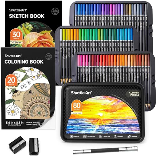 Shuttle Art 80 Colored Pencils for Adults, Soft Core Color Pencil, Drawing Supplies for Adults Kids Artists Beginners Drawing Coloring Sketching - color: 80 Colors Gift Set