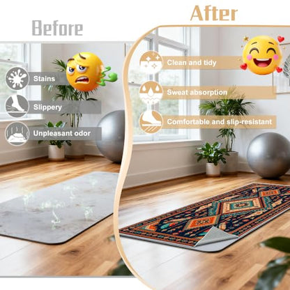 Hot Yoga Towel Non Slip, Ultra-Absorbent Yoga Mat Towel, Soft with Printed Design, Machine Washable, Yoga Pilates Towel Suitable for Exercise, Pilates, Yoga, 72x27in.Three Diamonds - color: Three Diamonds