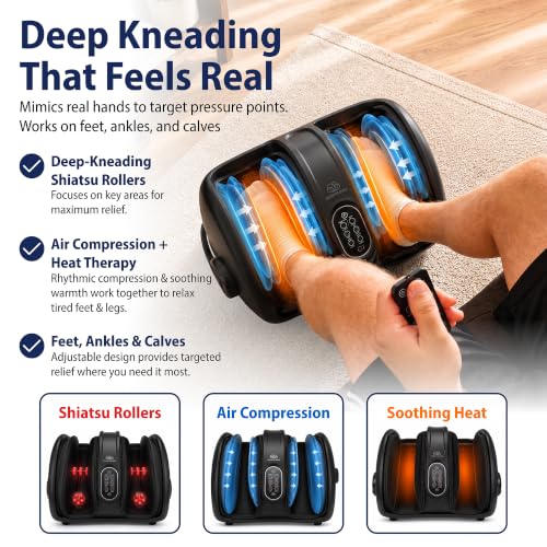 Cloud Massage Shiatsu Foot Massager with Heat, Standard Size, Black - color: Black