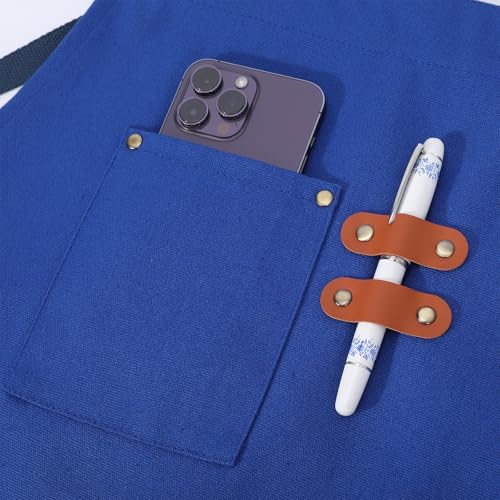 AFUN Chef Aprons for Women Men with Oversized Pockets, 12-Ounce Cotton Canvas Cross Back Water Repellent Apron (Royal Blue) - color: Royal Blue