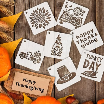 Augshy 56Pack Fall Stencils for Painting on Wood Crafts Thanksgiving Decor | Reusable Thanksgiving Stencils, for Seasonal Home Art, Simple Patterns for Beginners, Creative Autumn Holiday Projects, 3inch - style: Fall