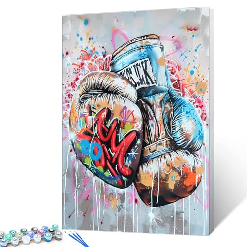 Tucocoo Boxing Gloves Color Graffiti Painting by Numbers for Adults Wall Art Home Decor for Living Room 16x20Inch - color: 20 Styles Graffiti 11, size: 16''Wx20''H(DIY frame)