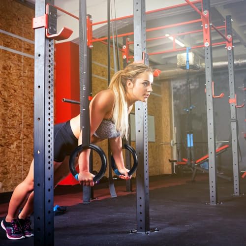 PACEARTH Gymnastic Rings 1100lbs Capacity with 14.76ft Adjustable Buckle Straps Pull Up Exercise Rings Non-Slip Rings for Home Gym Full Body Workout - color: Black