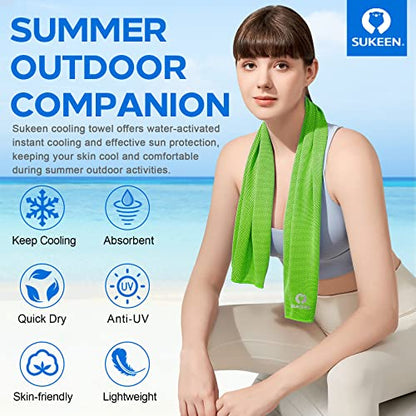 Sukeen 4 Pack Cooling Towels (40"x 12"), Cooling Neck Wraps, Soft Ice Towel - color: Dark Blue/Green/Black/Pink
